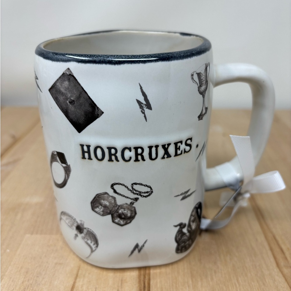Rae Dunn Harry Potter HORCRUXES Mug White Double Sided Black Trim & Decor New